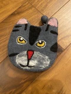 ネパールパビリオン羊毛　猫　小物入れ