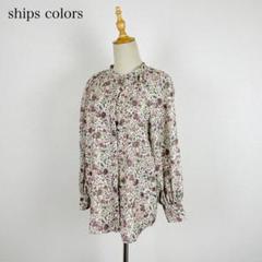 ships colors × MULHOUSE バンドカラー 花柄 ブラウス