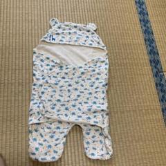 クジラ柄フード付きおくるみ 50-70cm