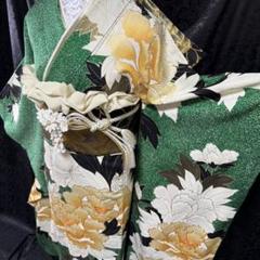 美品　たたき染　牡丹　大柄　金彩　金駒刺繍　逸品　フルセット　振袖　振り袖