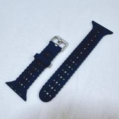 Applewatch バンド ベルト スポーツバンド シリコン 花 ネイビー