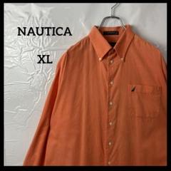 長袖シャツ　コーデュロイ NAUTICAノーティカ　オレンジ　刺繍ロゴ 90s