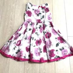 美品メゾピアノノースリーブ バラ　花柄　ワンピース 130cm ドレスワンピース