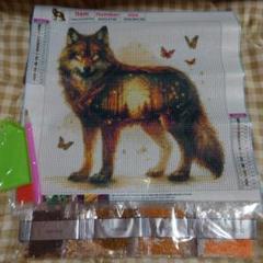 ダイヤモンドアート 動物シリーズ オオカミと蝶（30×30cm）