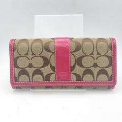 コーチ　長財布　財布　ウォレット　シグネチャー　ピンク