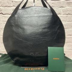 美品✨ヒロフ Hロゴ 丸型 円形 ハンドバッグ オールレザー 本革