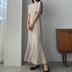 Louere ベージュ 半袖 カットソーワンピース ロング