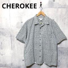CHEROKEE チェロキー メンズ 総柄 半袖オープンカラーシャツ L グレー