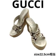 GUCCI グッチ ウェッジソール オープントゥ レザーサンダル ミュール 白 GUCCI グッチ ウェッジソール サンダル ビット サテン 白 155041