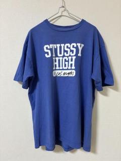 STUSSY Tシャツ Sサイズ 青 カレッジ 黒タク