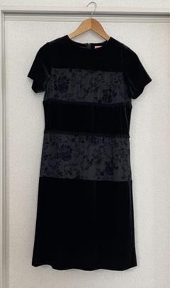KENZO ケンゾー ブラックワンピース 34サイズ　定価75,900円 ケンゾーKENZO コットンベロア切替デザインワンピース 黒M | DC