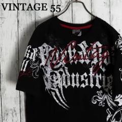 Vintage55　超個性派　ボーンロゴ　骨文字　全面ビッグプリント Tシャツ