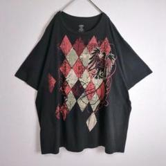 Tシャツ (2XL) nobo 大判プリント 大きめサイズ ゆるダボ 黒 古着