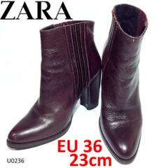 ZARA ショートブーツ サイドゴア チャンキーヒール