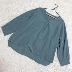 LEPSIM✨美品　Vネックブラウス　バックロング　　ゆったり　グリーン系（F）