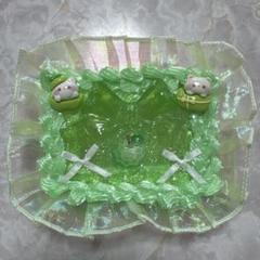 小物ケース カードケース グリーン リンゴ リボン