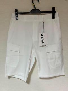 新品☞値下！UTAAユタ　メンズ　ゴルフハーフパンツ 【白／L】⚫︎半ズボン ラスト1点☞在庫処分！UTAAユタ【白／L】メンズ ゴルフハーフ