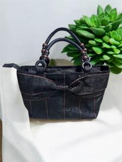 畳縁　黒　リボン　上品　極美品　ハンドバック