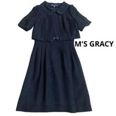 M'S GRACY☆美品☆日本製☆希少サイズ42☆半袖ひざ丈ワンピース 極美品✨エムズグレイシー 半袖 ワンピース 花柄 ひざ丈 36