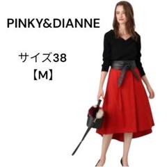 ピンキーアンドダイアン ハイカウントフラノアシメトリーヘムフレアースカート 38
