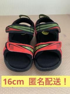 値下げ中！16cm サンダル　キッズ　赤　黒　マジックテープ
