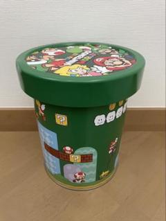 美品　スーパーマリオ　お菓子缶　ゴミ箱　緑 任天堂東京スーパーマリオブラザーズ35周年グッズ「土管クッキー