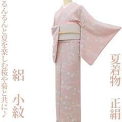 夏着物 正絹 絽“るんるんと夏を楽しむ桜や桔梗、牡丹や菊と共に