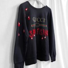美品 グッチ スウェット トレーナー ブラック 長袖 ロゴ ヴィンテージ加工
