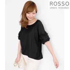 アーバンリサーチ ROSSO レーススリーブ ブラック Tシャツ 半袖 人気