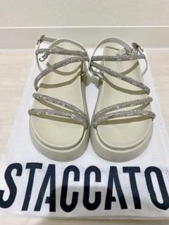 新品未使用】✨STACCATO 23cm ミュール ビジュー 白 レザー 完売品 STACCATO | 2wayビジューベルトスニーカーサンダル (スニーカー