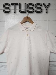 最新人気 ステューシー STUSSY ポロシャツ 刺繍 スカル L 白 総柄 トップス