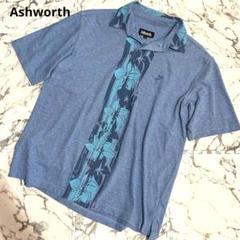 美品☆Ashworth アシュワース　ゴルフ　花柄 ポロシャツ Lサイズ　ブルー