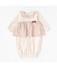 【弱酸性】petit main 星柄シフォン切替2WAYオール ロンパース