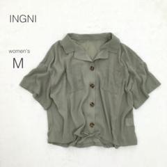 【INGNI】イング ブラウス 半袖 開襟シャツ 薄手 涼しい【M】ショート丈
