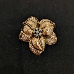 ♥vintage♥ブローチ♥花？♥葉？♥オーロラ♥アンティークゴールド