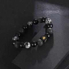 残り僅か！　数珠　ブレスレット　ブラック　ストーン　ワンポイント　ストリート