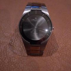 SKAGEN チタン製 グレー アナログ 腕時計