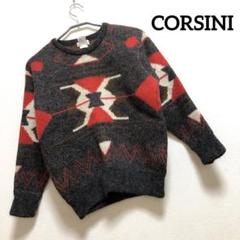 CORSINI コルシーニ 長袖 セーター 総柄 毛100% Mサイズ