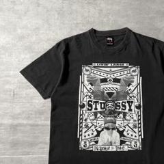 【2000年代、ドミノサウルス】stussyプリントTシャツ古着ストリート黒L