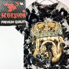 スコーピオン tシャツ M ブラック 総柄 ビッグプリント ドッグ 犬 古着