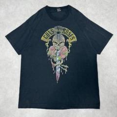 古着 90s ガンズアンドローゼズ 半袖 シャツ ロック バンド ブラック 黒①