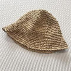 美品 麦わら帽子 透かし編み サーモハット 帽子 ナチュラル 折り畳み