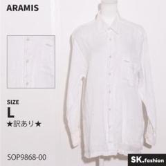 ★訳あり★ ARAMIS トップス　シャツ　長袖　ロゴ　刺繍　麻混　綿混　日本製