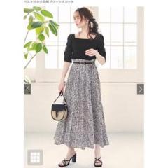 GRL ベルト付き小花柄プリーツスカートgc28