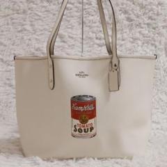 コーチ レザー シボ革 トートバッグ キャンベル トマト缶 A4収納