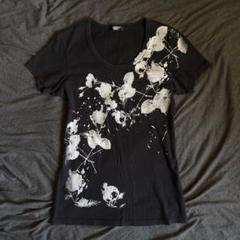 tornado mart flower ラメ print tシャツ
