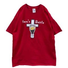 ギルダン　メンズTシャツ　プリント　クルーネック　赤　XL　十字架【2367】