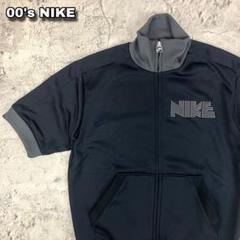 NIKE ゴツナイキ 半袖 トラックジャケット 古着 刺繍ロゴ ブラック L NIKE ゴツナイキ 半袖 トラックジャケット 古着 刺繍ロゴ
