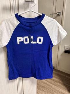 POLO ラグランスリーブ Tシャツ 青/白　90