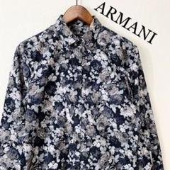 ARMANI EX アルマーニ 薔薇 ブラックローズ 総柄 シャツ XS